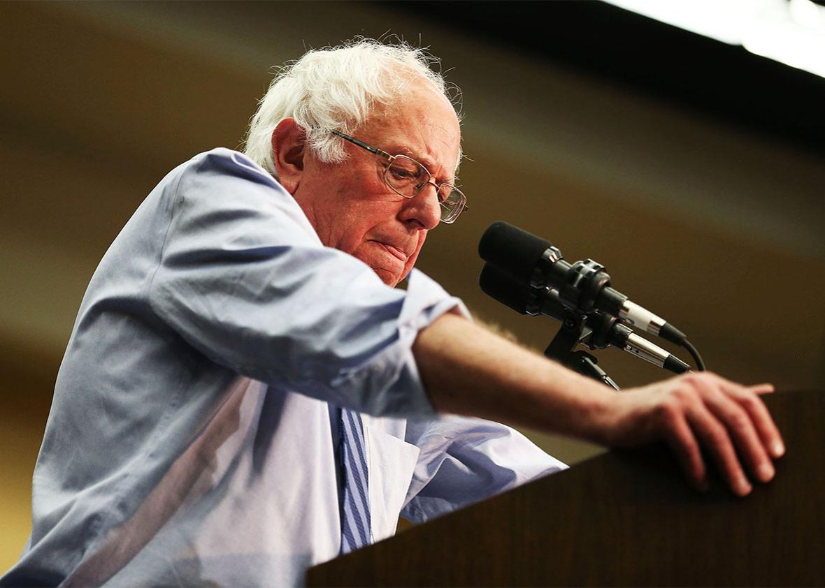 Democratic presidential candidate Bernie Sanders speaks during a campaign rally at the Century Center on May 1, 2016 in South Bend, Indiana.