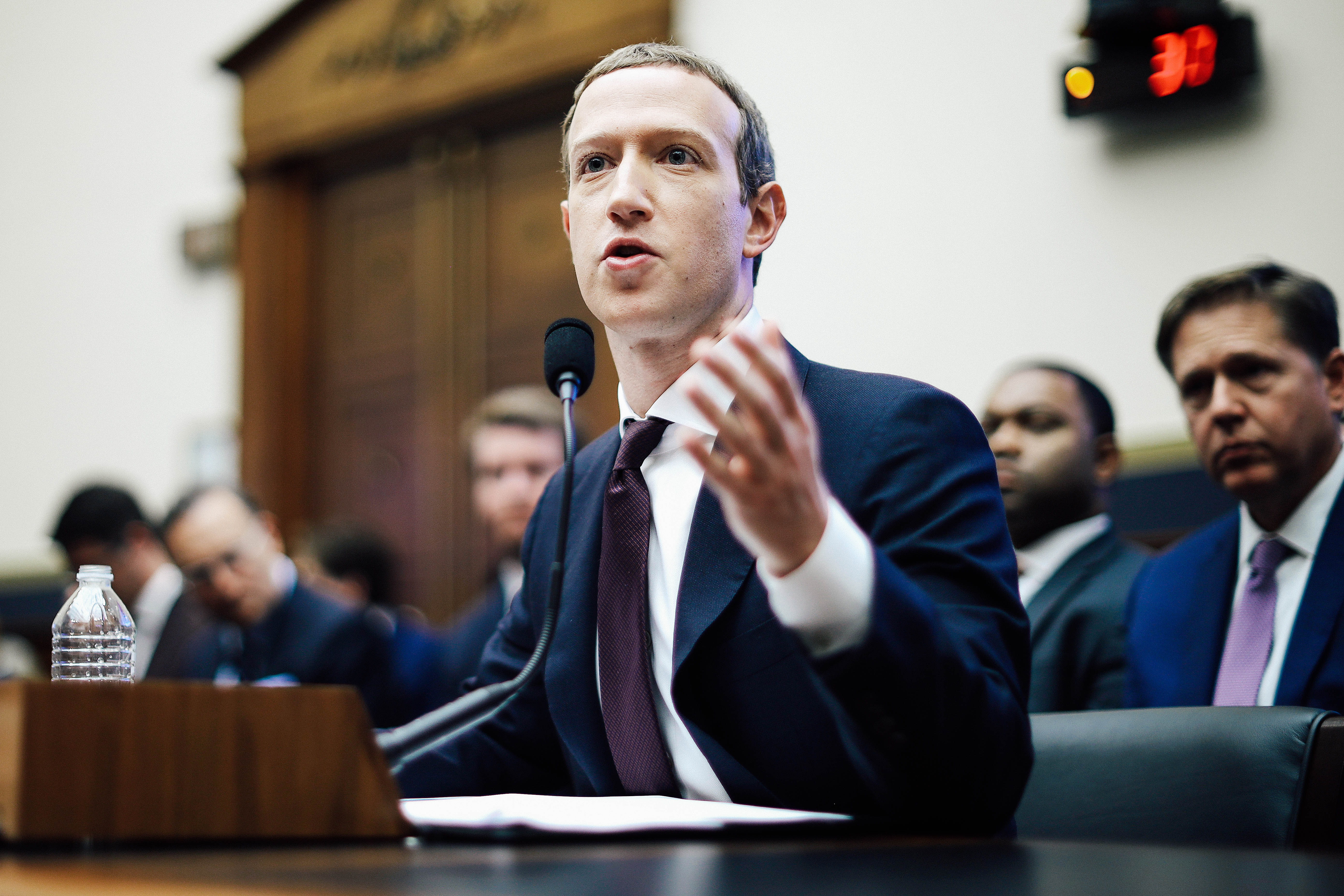 Mark Zuckerberg testifies before the House Financial Services Committee in Washington on Oct. 23.