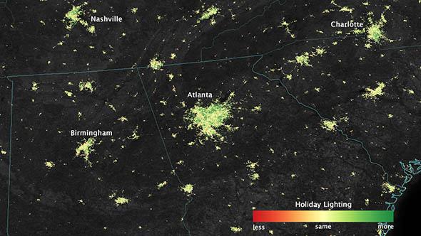 City lights shine brighter during the holidays in the United States