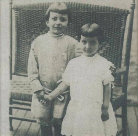 Althea on the right, age 4-1/2, with her brother Alvin, in 1911.