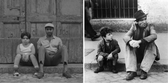 Screengrab from Netflix and still from Bicycle Thieves