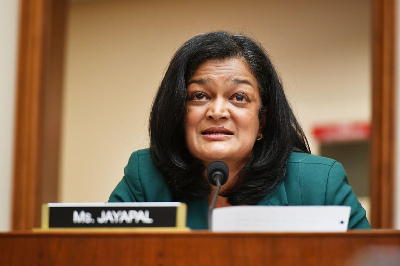 Rep. Pramila Jayapal, D-WA, speaks during the House Judiciary Subcommittee on Antitrust, Commercial and Administrative Law hearing on "Online Platforms and Market Power" in the Rayburn House office Building on Capitol Hill in Washington, DC on July 29, 2020. (Photo by MANDEL NGAN / POOL / AFP) (Photo by MANDEL NGAN/POOL/AFP via Getty Images)