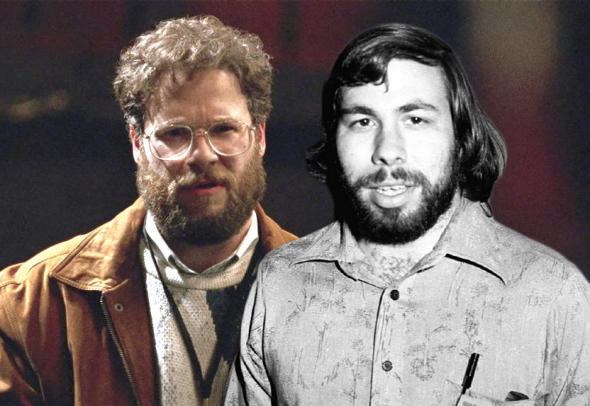 Seth Rogen in Steve Jobs (2015), and Steve Wozniak in April 1977