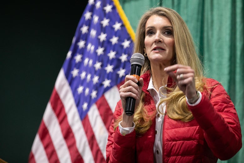 Sen. Kelly Loeffler (R-GA) speaks to the crowd of supporters at the Georgia National Fairgrounds and Agriculture Center on November 19, 2020 in Perry, Georgia.