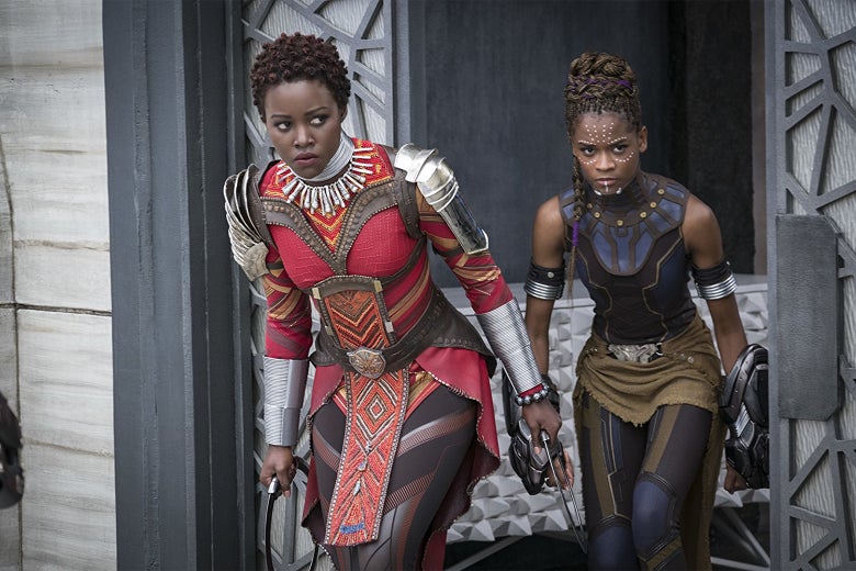Lupita Nyong’o and Letitia Wright in Black Panther.