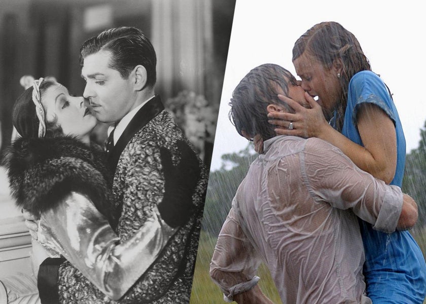 How popculture kissing has evolved from silent movies to today.