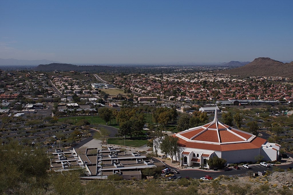 An aerial shot of Dream City Church