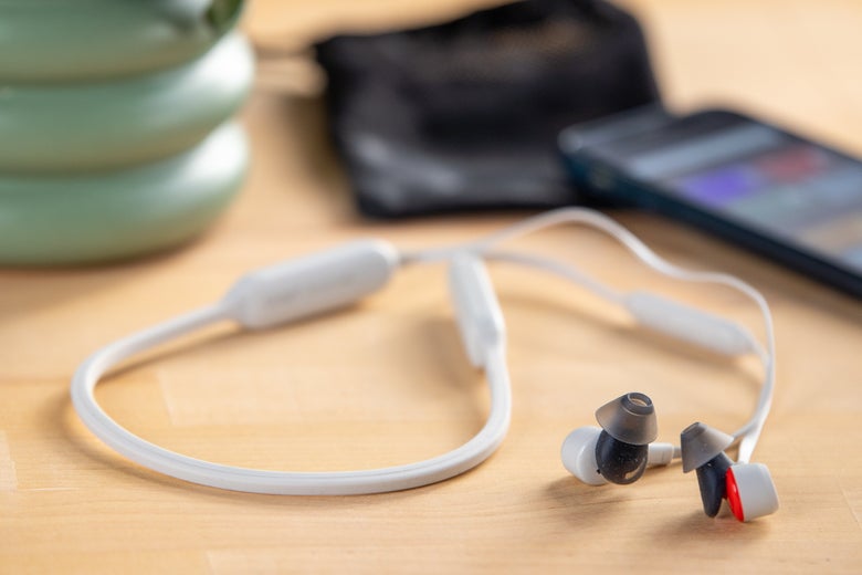 Plantronics headphones on a table