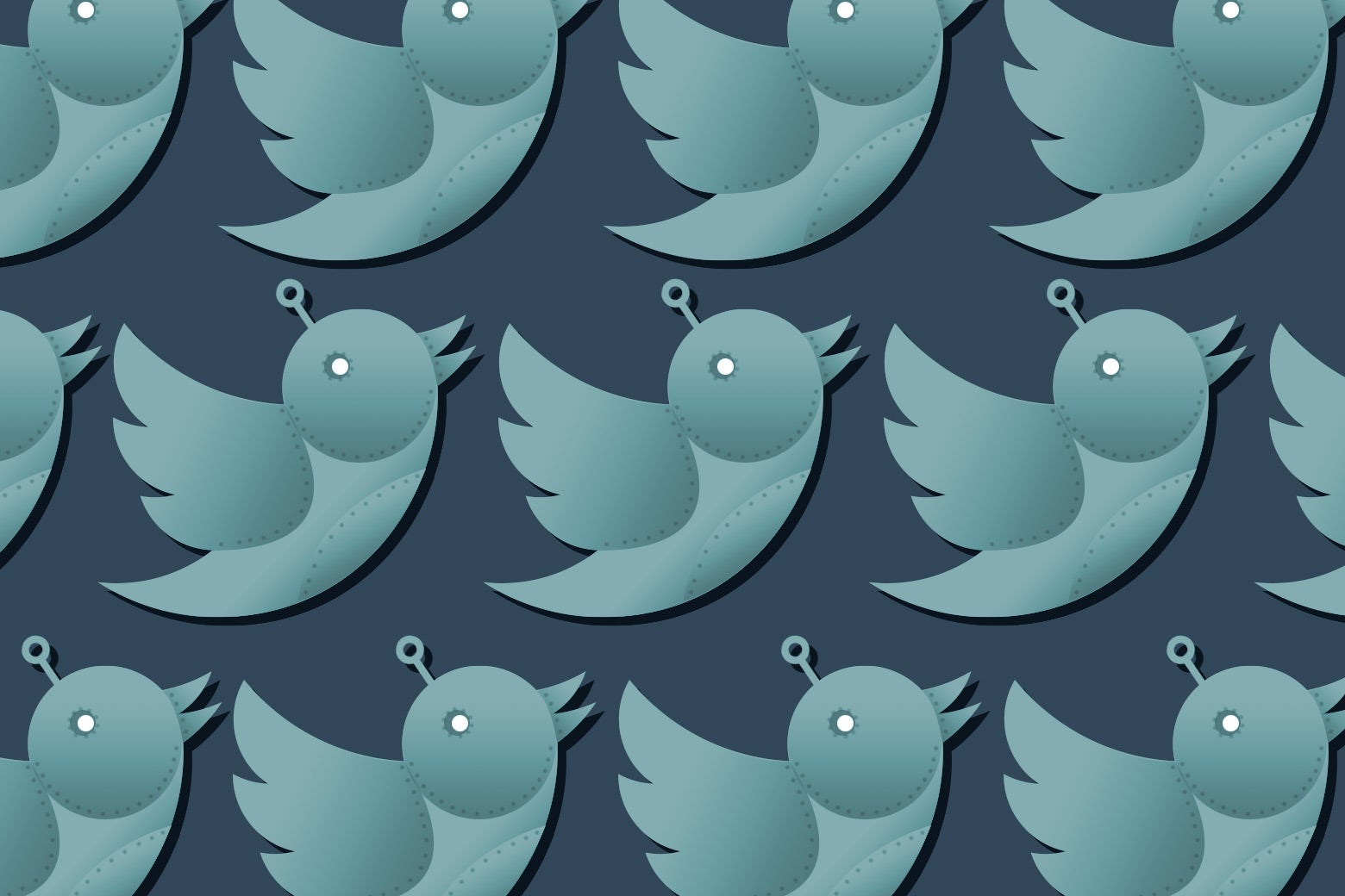 Three rows of Twitter birds