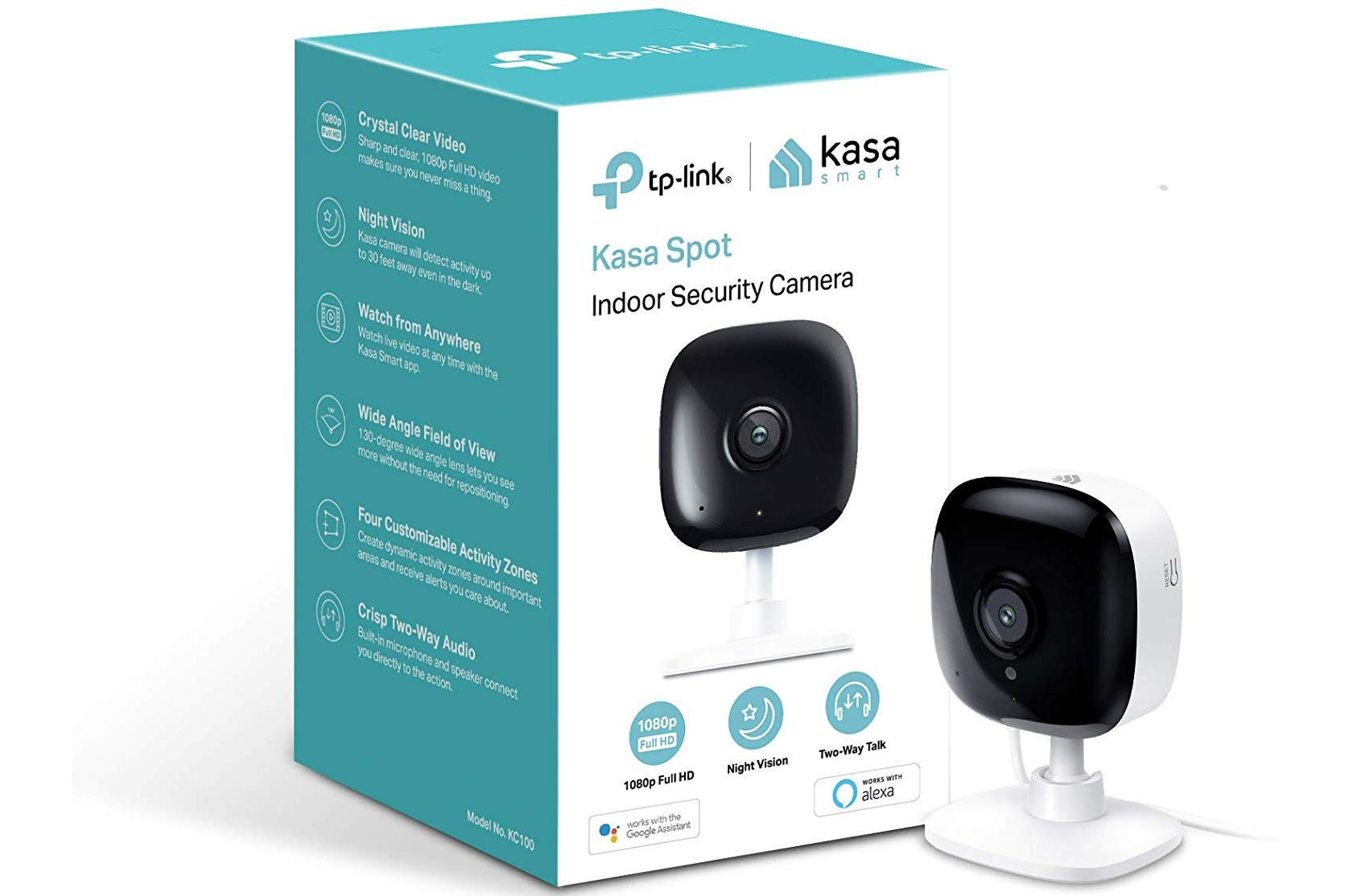 The TP-Link Kasa Spot indoor security camera is another inexpensive option, with a great 1080p image, better two-way audio than on the Wyze Cam, and free cloud storage for up to 12 hours of recordings. It records clips in 30-second increments, more than twice what you get from the Wyze Cam, without suffering from gaps in between (a common issue with security cameras), so you shouldn’t miss any action. Although it has a power cord, the lightweight, bendable design is excellent for hanging anywhere: against a window, in a corner, or suspended under kitchen cabinets. Note, however, that in our tests we found a handful of recordings missing or inaccessible despite their having an entry in the app. Still, for a noncritical use like spying on pets, the price and versatility make the TP-Link Kasa Spot hard to beat.