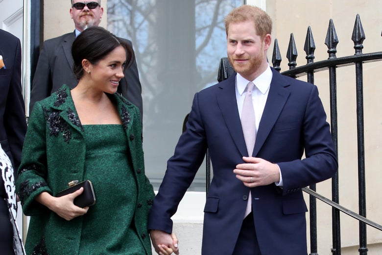 LONDON, ENGLAND - MARCH 11:   Meghan, Duchess of Sussex and Prince Harry, Duke of Sussex departs a Commonwealth Day Youth Event at Canada House on March 11, 2019 in London, England. The event showcased and celebrated the diverse community of young Canadians living in London and around the UK. (Photo by Chris Jackson - WPA Pool/Getty Images)