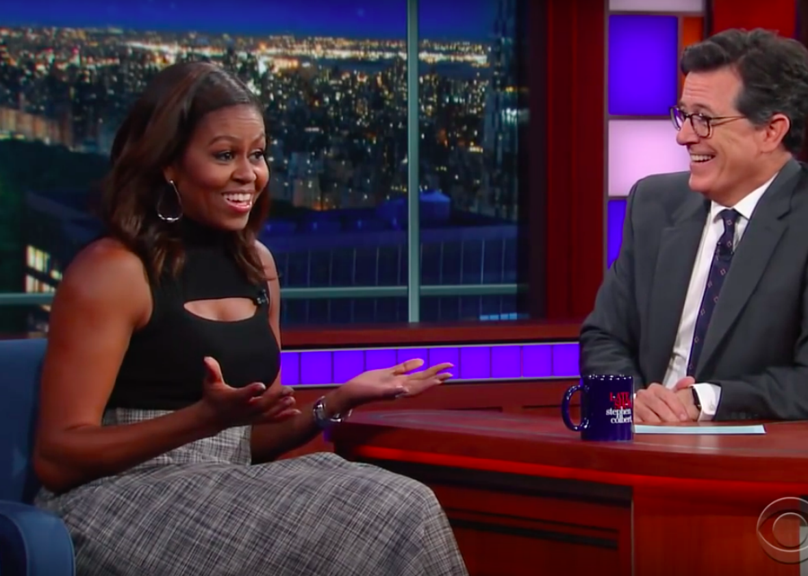 Michelle Obama shows off her Barack impression on The Late Show with ...