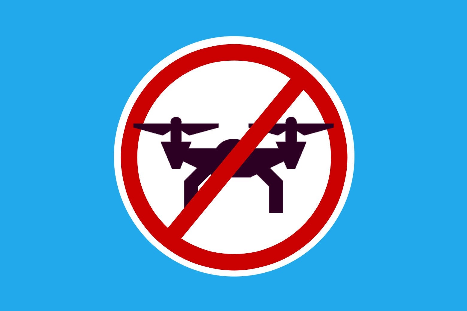 Photo illustration of a "No Drones" sign