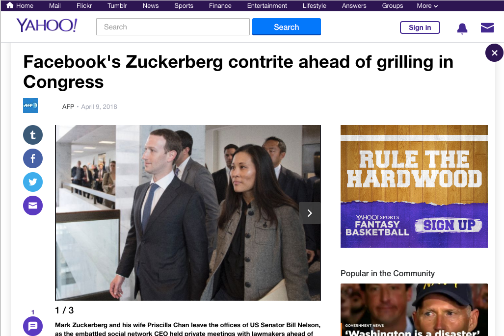 Getty's image with the unedited caption on Yahoo.
