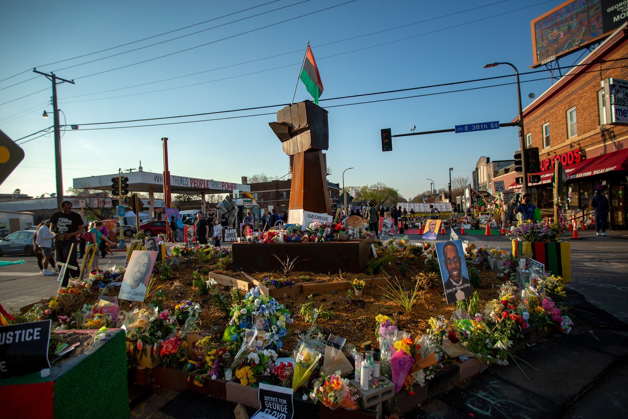 A fist rising in George Floyd Square.
