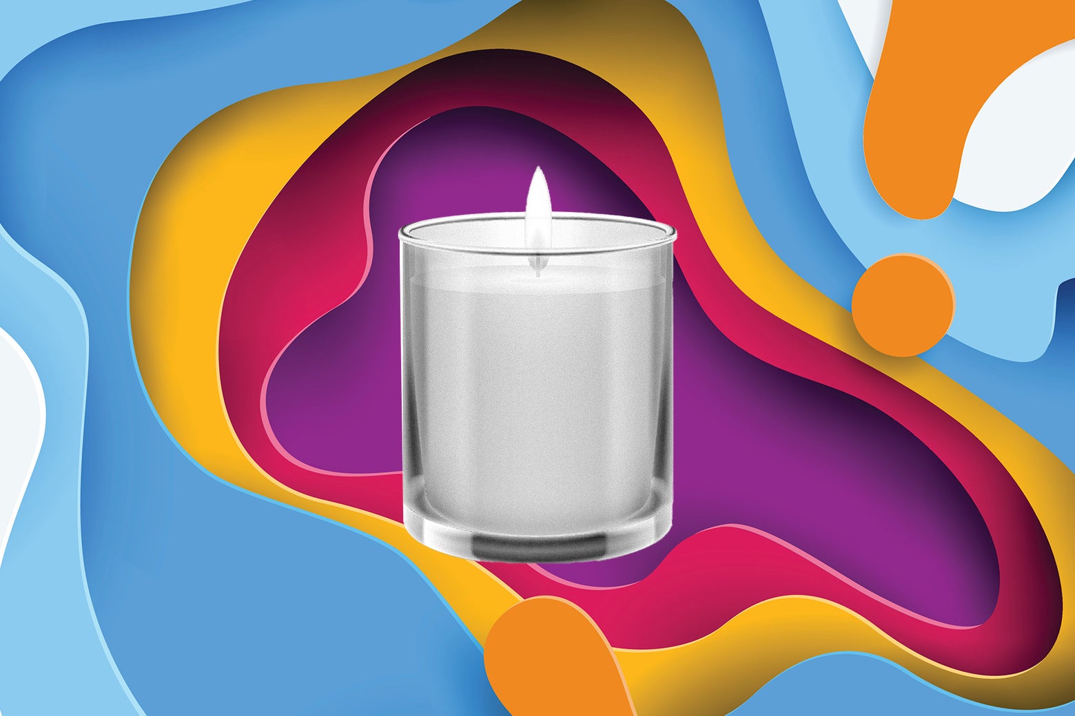 A candle with a medium-size flame.