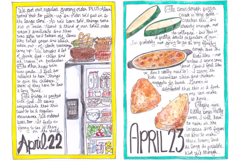 Calendar pages handwritten for April 22 and April 23. Rebecca Onion