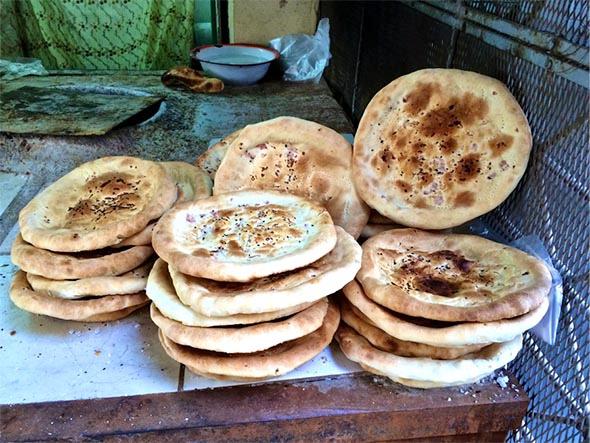 Homemade Uyghur naan on Abbas Zazoa Street in Nasr City, Cairo. 