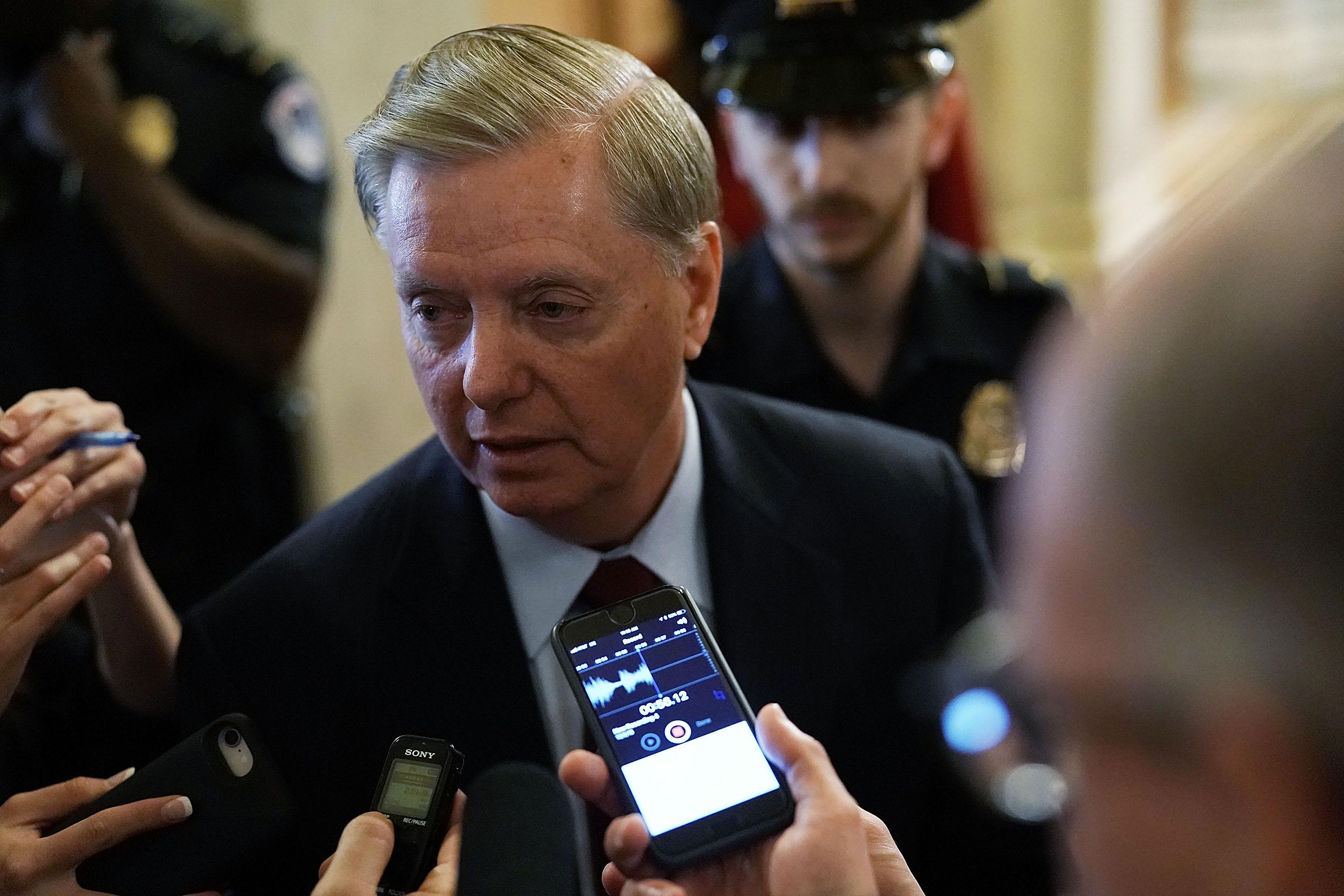 Sen. Lindsey Graham (R-SC) speaks to reporters at the U.S. Capitol, October 5, 2018 in Washington, D.C.