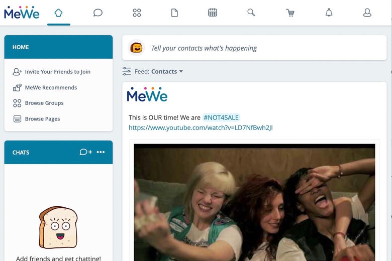 Screenshot of the MeWe interface