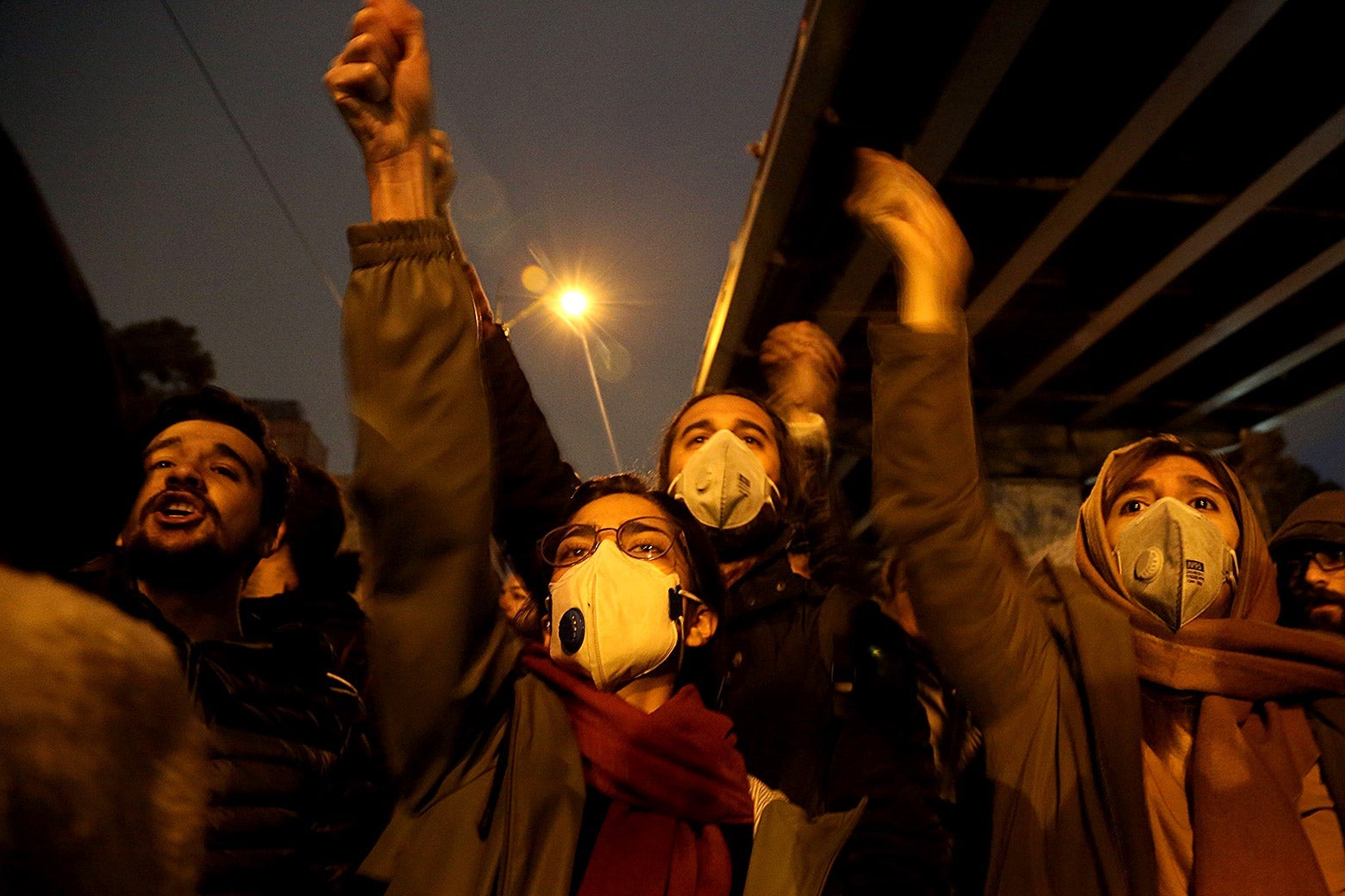 Iranians shout slogans against the government outside Amirkabir University in Tehran, Iran on Jan. 11.