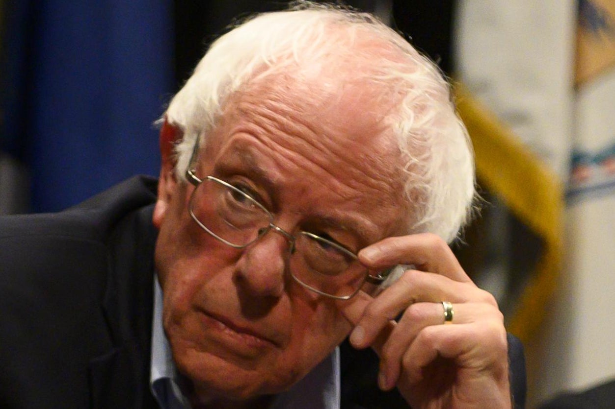 A zoomed-in shot of a noticeably wrinkly Bernie Sanders forehead