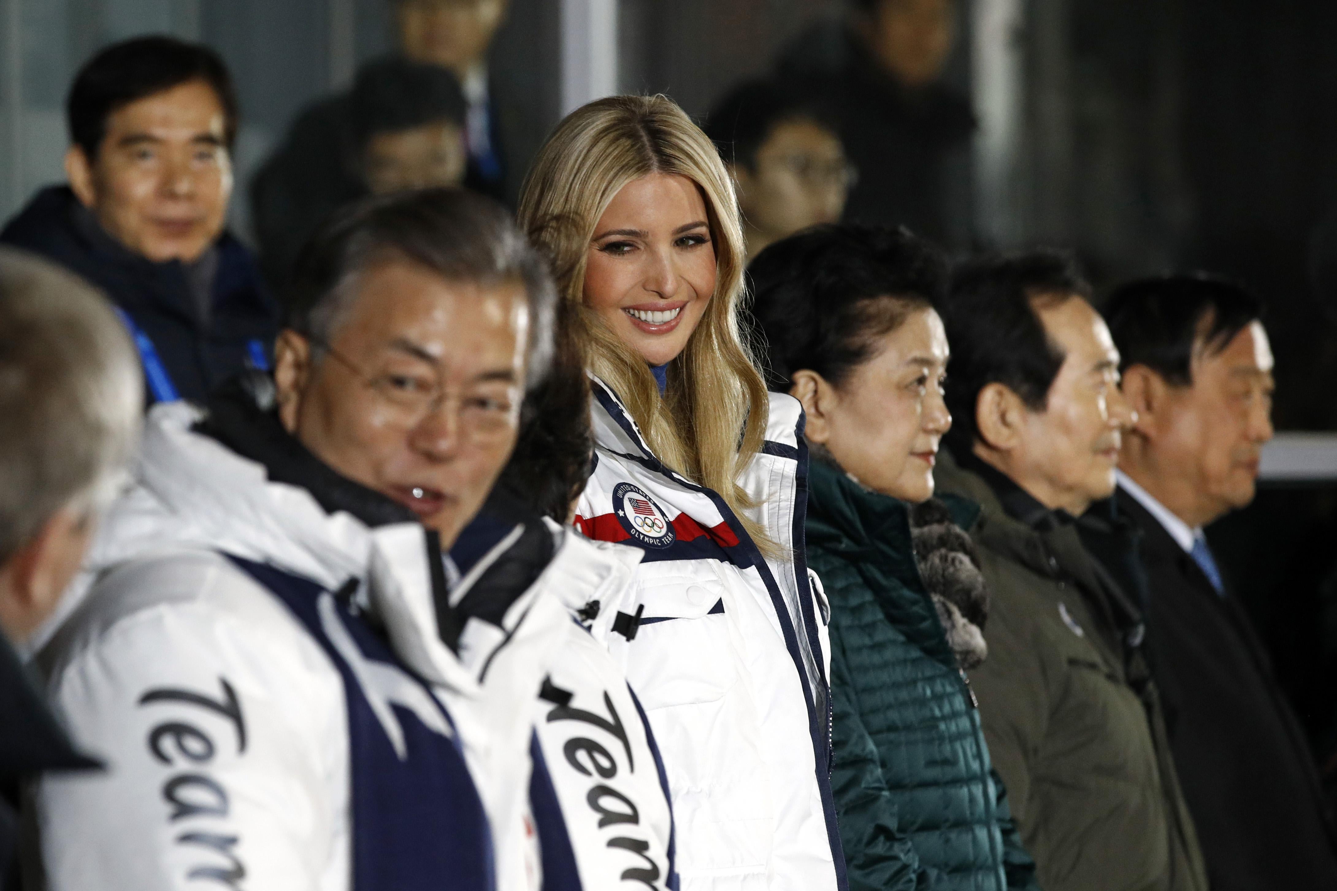 South Korea's President Moon Jae-in and senior White House adviser Ivanka Trump attend the closing ceremony of the Pyeongchang 2018 Winter Olympic Games.