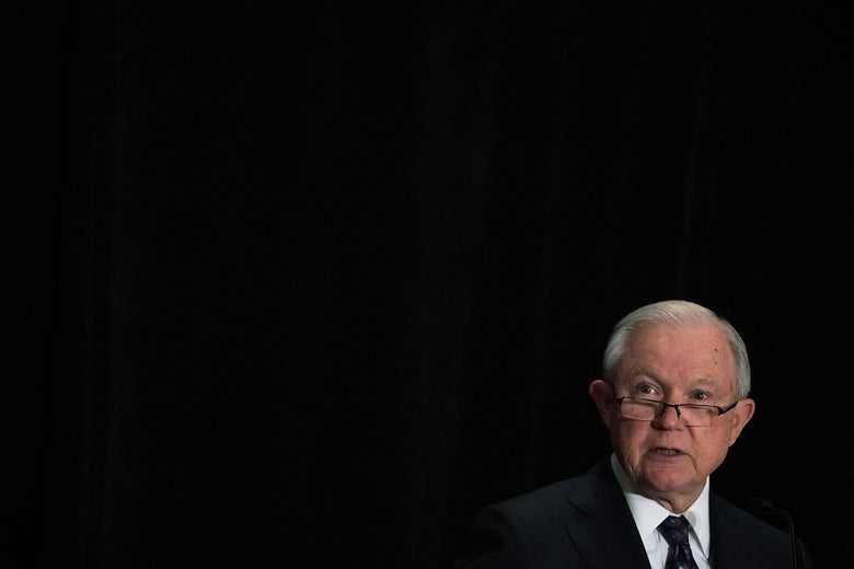 TYSONS, VA - JUNE 11:  U.S. Attorney General Jeff Sessions delivers remarks at the Justice Department's Executive Officer for Immigration Review (EOIR) Annual Legal Training Program June 11, 2018 at the Sheraton Tysons Hotel in Tysons, Virginia. Sessions spoke on his intention to limit reasons for people to claim asylum in the U.S.
 (Photo by Alex Wong/Getty Images)