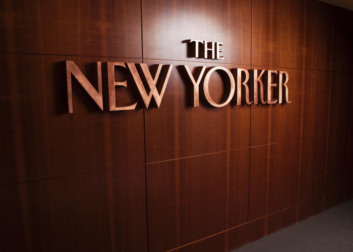 The New Yorker logo lines the entryway to the magazine's offices in New York, NY on March 26th, 2014. 