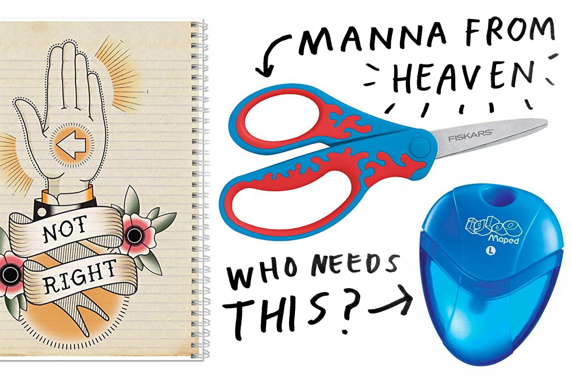 Left hand sharpener? Who needs one?? Left hand scissors? Manna from Heaven!