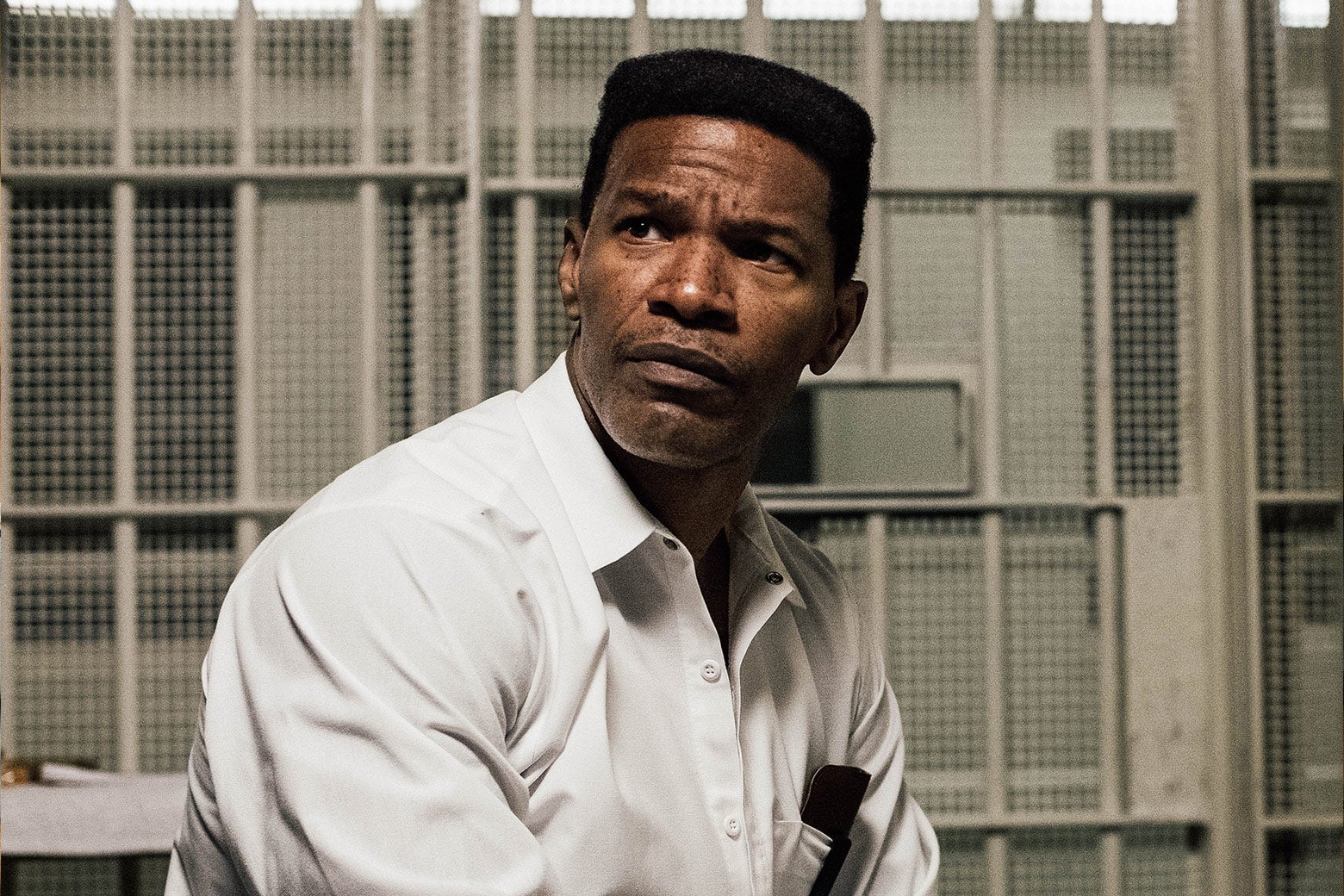 Jamie Foxx in a prison uniform.