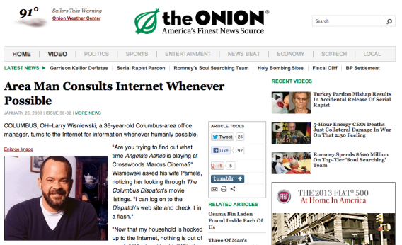 Onion Internet parody article