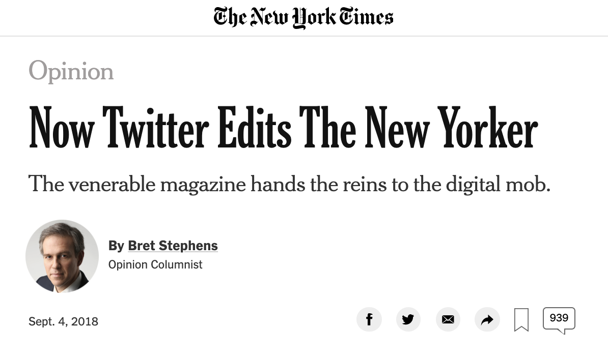 NYT Opinion Columnists Writing About Twitter Slights: It Didn't Start ...