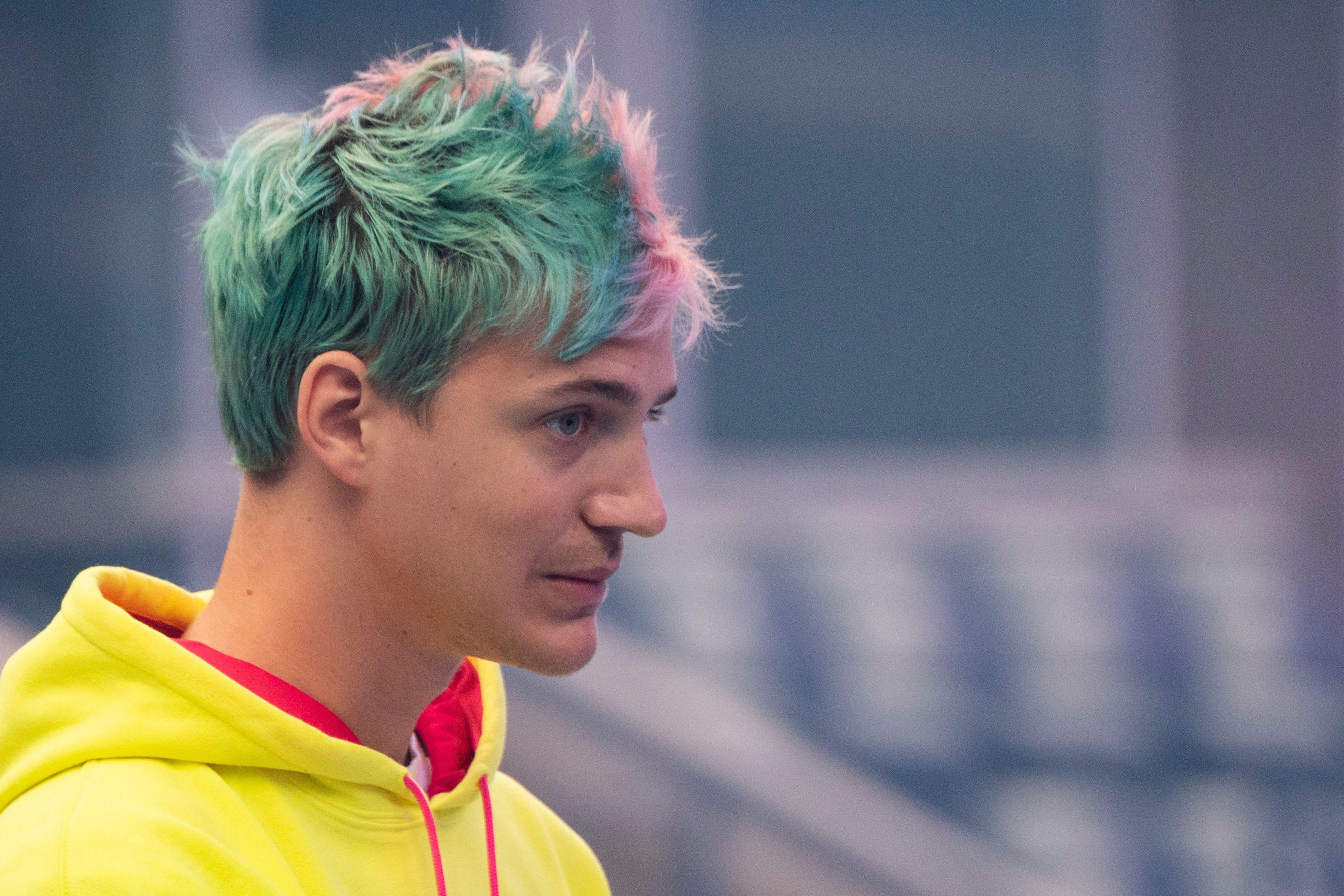 Ninja speaks to the crowd at the start of the 2019 Fortnite World Cup Finals.