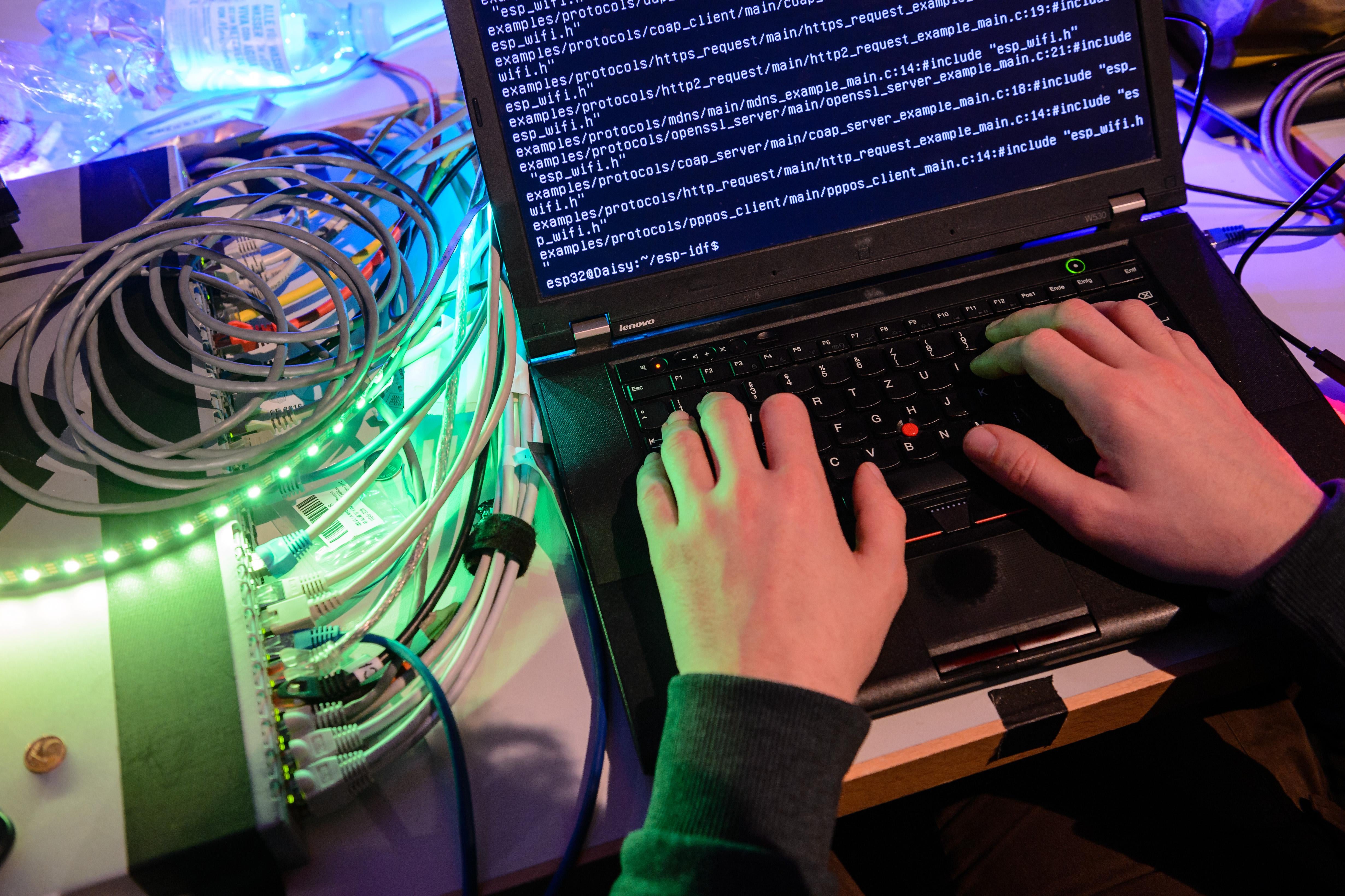 A participant attends the 34C3 Chaos Communication Congress of the Chaos Computer Club on December 27, 2017 in Leipzig, Germany.