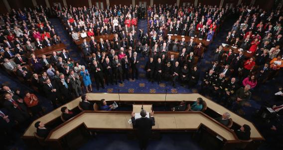 President Barack Obama delivers his State of the Union speech before a joint session of Congress at the U.S. Capitol Feb. 12, 2013.
