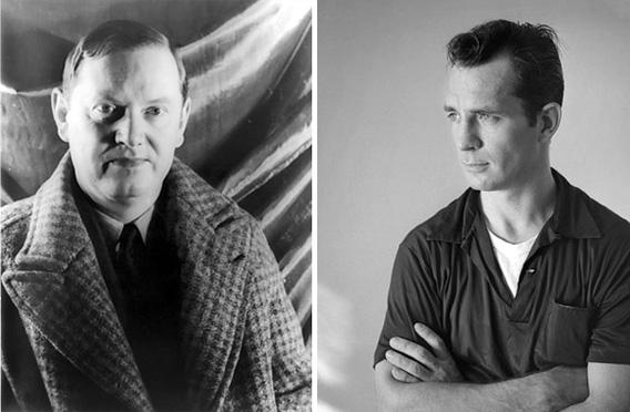 Left: Evelyn Waugh, December 1940; right: Jack Kerouac circa 1956.