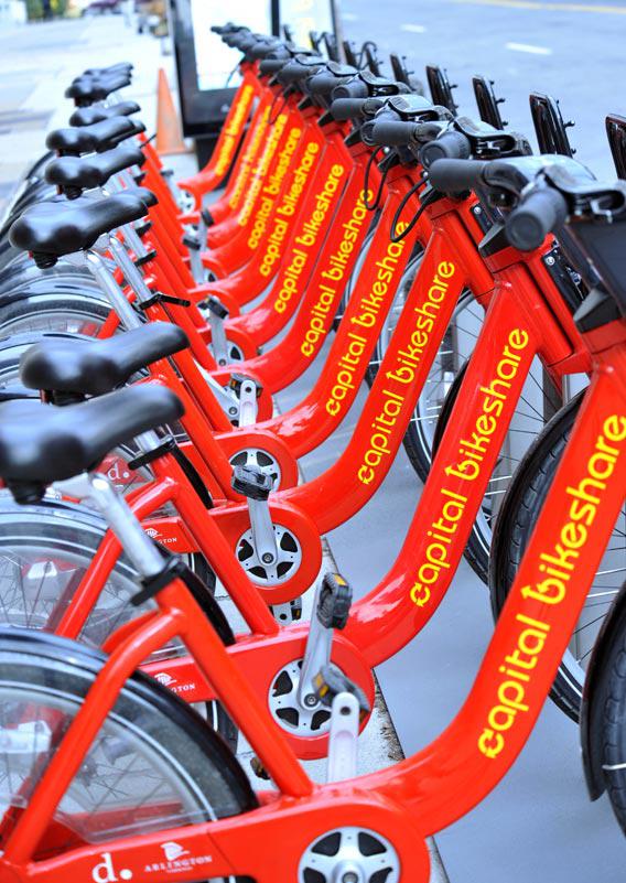 Bicycles are seen in a rack at a bike sharing station January 25, 2011 in Washington, DC. 