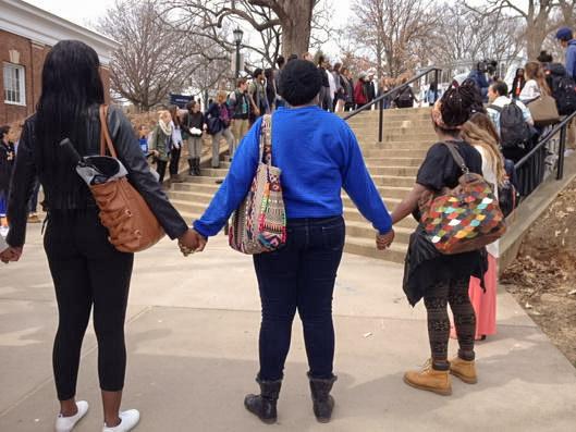 Protestors chanting at the University of Virginia.