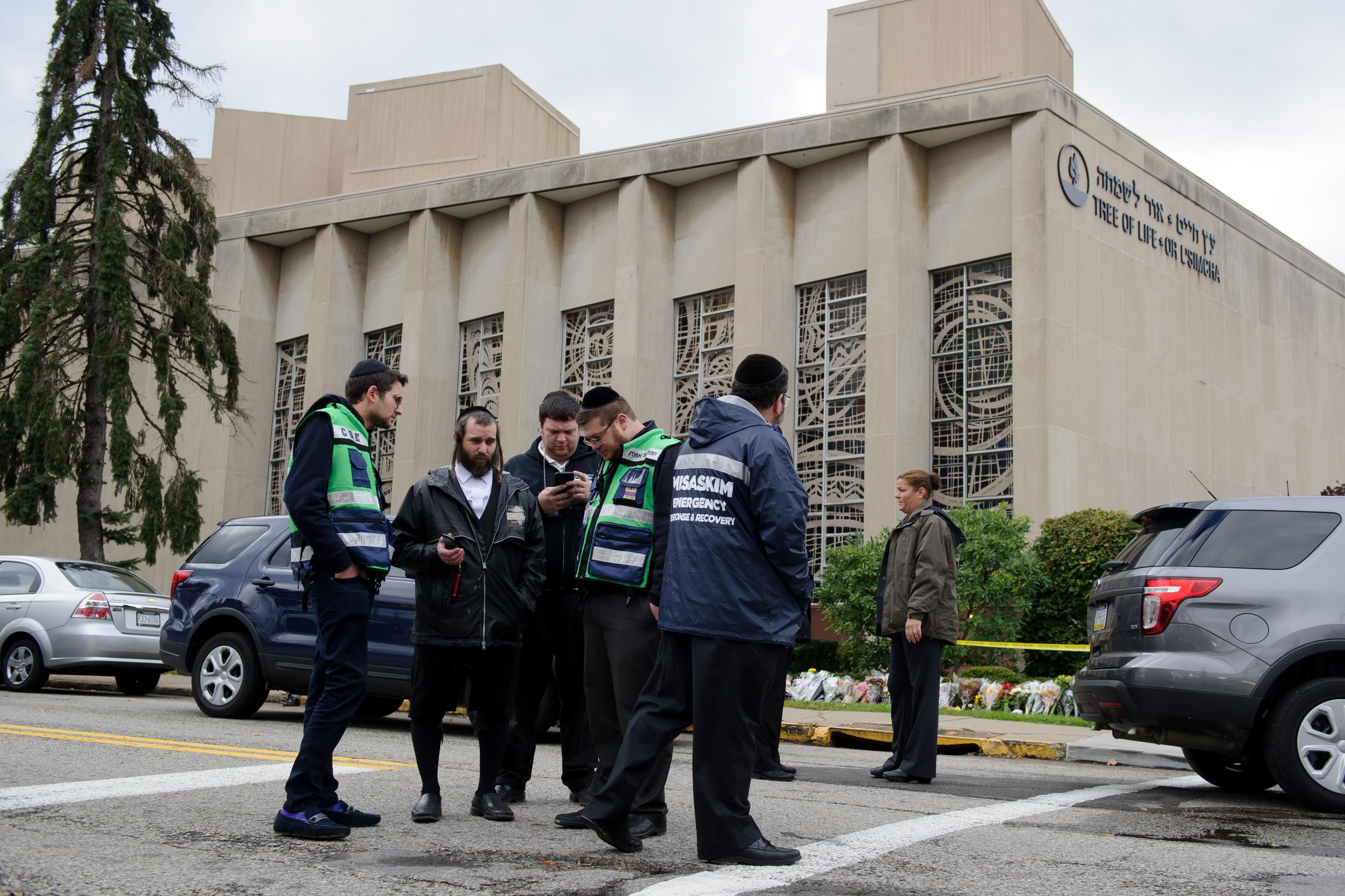 Emergency responders outside Tree of Life synagogue in Pittsburgh.