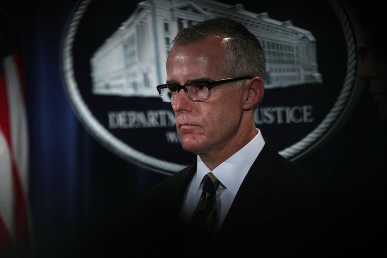 Former Acting FBI Director Andrew McCabe during a news conference July 13, 2017 at the Justice Department in Washington, DC. 