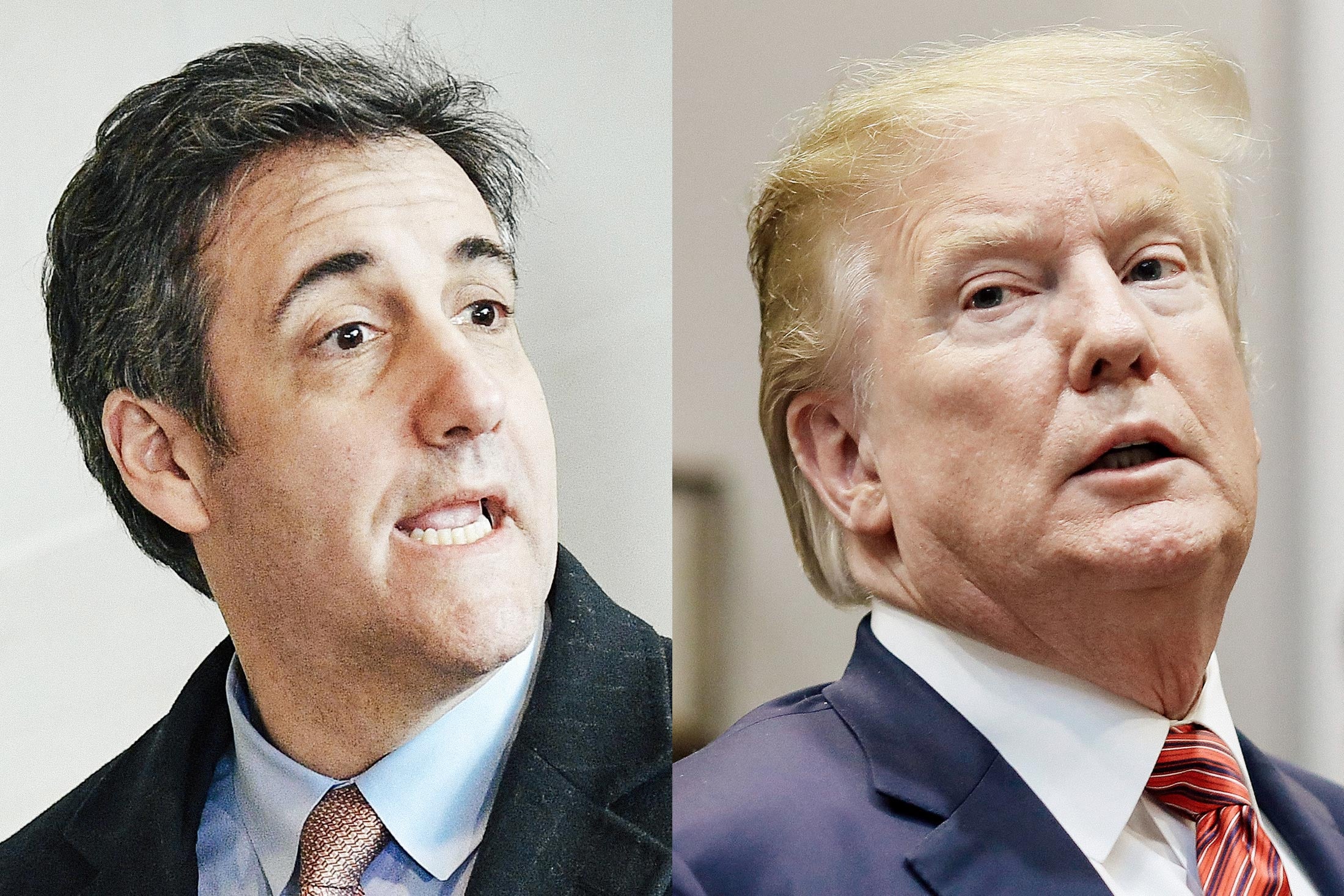 Diptych of Michael Cohen and Donald Trump.