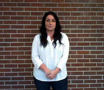 Medical student Carie Jackson stands in front of her school in Pinellas Park.