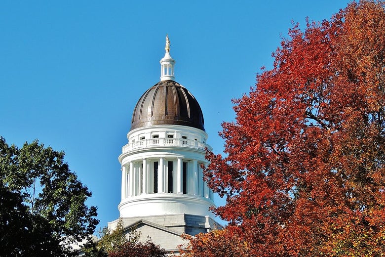 The dome of the Maine State Capitol Building.