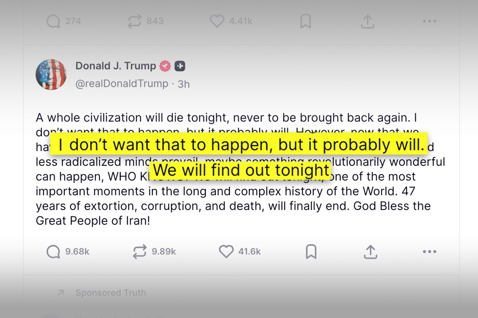 slate.com - Christina Cauterucci - Trump Has Posted a Lot of Psychopathic Things Online. His Latest Truth Social Update Might Be His Worst.