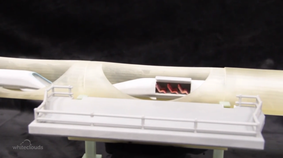 A 3-D printed model of Elon Musk's Hyperloop.