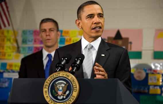 Pres. Obama speaks at an Elementary School.