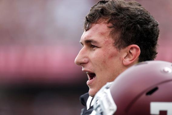 Texas A&M Aggies quarterback Johnny Manziel #2 waits on the sideline after a touchdown during the Maroon & White spring football game at Kyle Field on April 13, 2013 in College Station, Texas.