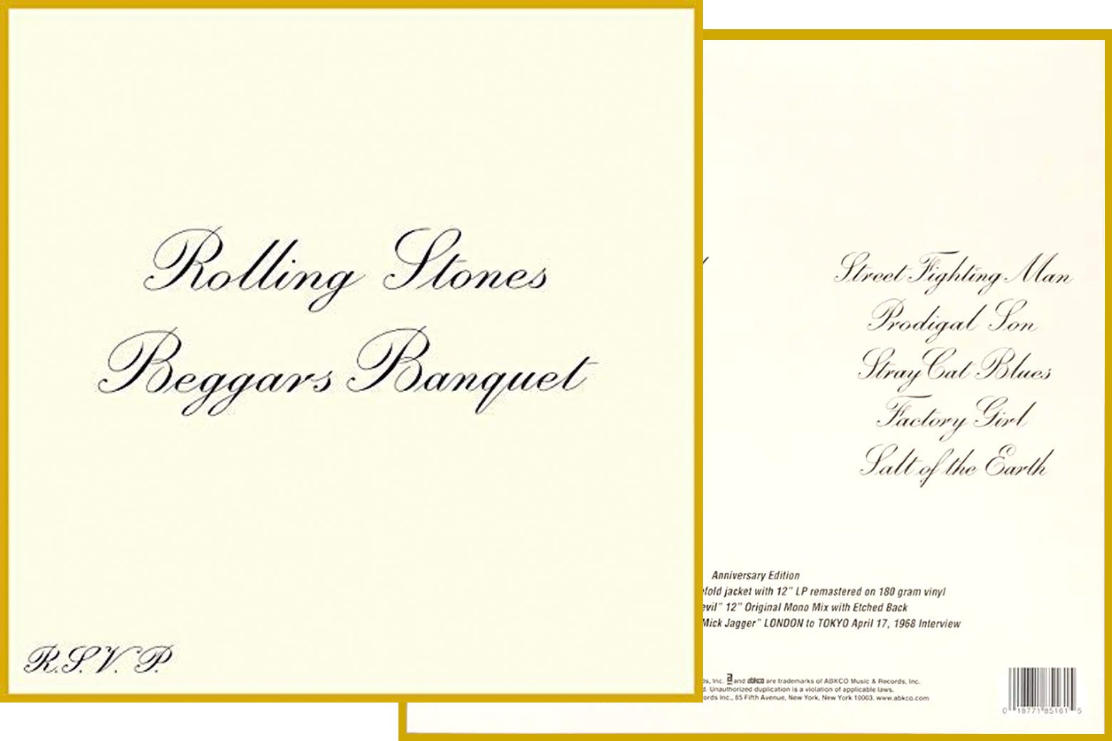 Front and back cover of the Beggars Banquet LP.