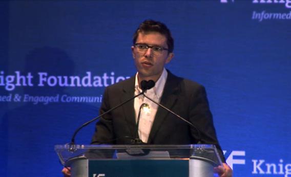Jonah Lehrer talks about plagiarism at a lunch at the Knight Foundation on Feb. 12 in Miami, Fla.